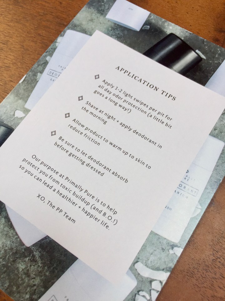Primally Pure Deodorant Application Tips