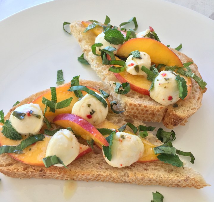 Summer Peach Caprese Over Toasted&nbsp;Bread